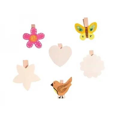 Set 6 clipsuri din lemn de decorat - beleduc - okebel50160