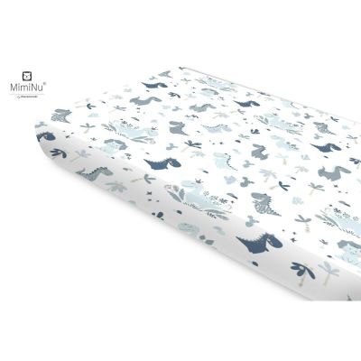 MimiNu - Cearceaf cu elastic, Din bumbac, Pentru pat 160x80 cm, Dino Granat BYN6426972016582