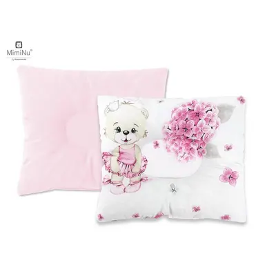 MimiNu - Perna bebelusi profilata, Cu doua fete, Cu functie anti-soc, Pufoasa, Din catifea si bumbac, 23x26 cm, Velvet Pink Ballerina BYN6426972016513