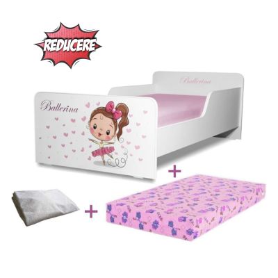 Pachet Promo Patut Fetite Start Balerina destinat copiilor cu varste intre 2 si 8 ani, cu saltea SmartNest cu lana, si husa impermeabila incluse - PC-PCH-PRO-STR-BAL-70
