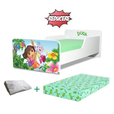 Pat Creativ Dora 2-12 Ani + Saltea Cu Lana 160x80x12 Cm + Husa Impermeabila - ASC-ch-pro-str-dor-80