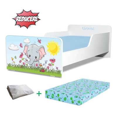 Pachet Promo Pat Copii 2-8 Ani Creativ Elefantel Include Saltea Cu Lana 140x70 Si Husa Impermeabila - ASC-ch-pro-str-ele-70