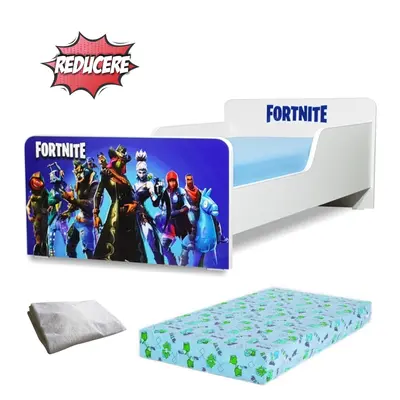 Pachet Promo Patut de copii Start Fortnite potrivit pt copii cu varste intre 2 si 8 ani, cu saltea SmartNest cu lana si husa impermeabila- PC-PCH-PRO-STR-FRN-70