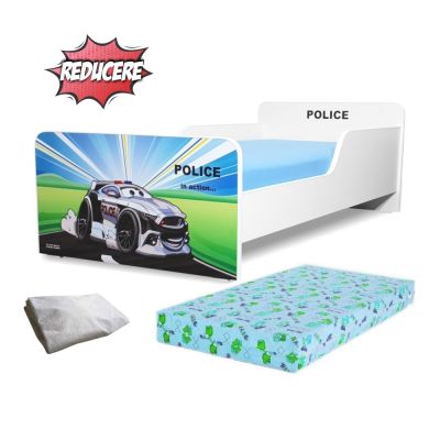 Pat Creativ Police 2-8 Ani + Saltea 140x70x12 Cm Din Lana + Husa Impermeabila - ASC-ch-pro-str-pol-70
