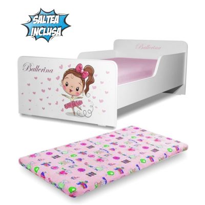 Pat Balerina Pentru Fete 2-12 Ani Creativ Include Saltea160x80x6 Cm - ASC-mok-bal-80