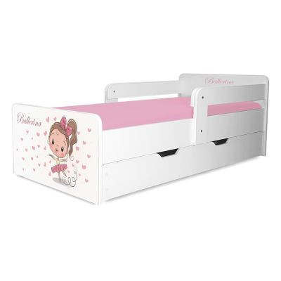 Pat Copii Balerina P2 2-8 Ani Cu Sertar Si 2  Protectii Laterale Detasabile - ASC-srt-bal-p2-70