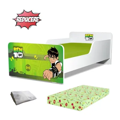 Pat copii Ben Ten 2-12 ani + saltea SmartNest cu lana 160x80x12 cm + husa impermeabila - PC-PCH-PRO-STR-BEN-80