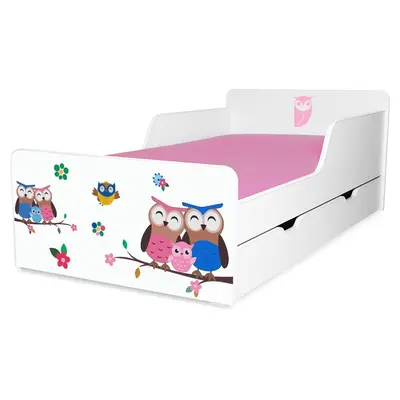 Pat copii Bufnite 2-12 ani cu sertar - PC-P-SRT-BUF-80