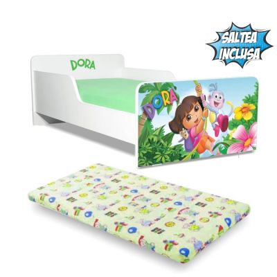 Pat Copii Dora 2-8 Ani Cu Saltea Din Lana Inclusa- ASC-mok-dor-70
