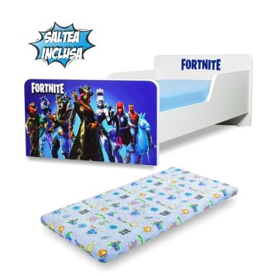 Pat De Copii Creativ Fortnite Destinat Copiilor Cu Varste De La 2  La 12 Ani, Cu Saltea Din Lana Inclusa - ASC-mok-frn-80