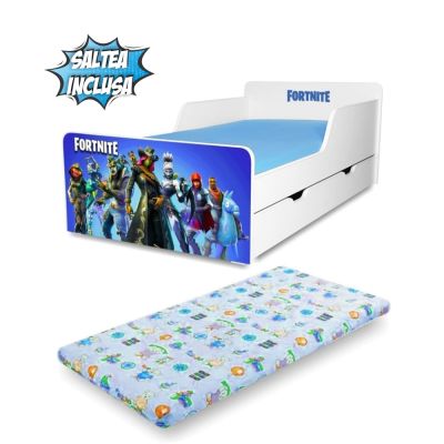 Patut Copii 2-12 Ani  Creativ Fortnite Cu Sertar Si Saltea Cu Lana Incluse - ASC-mk-srt-frn-80