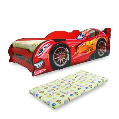 Patut Baieti 2-8 Ani Fulger Ds Model Masina 2-8 Ani, Cu Saltea 140x70 Inclusa - ASC-mk-ds-70
