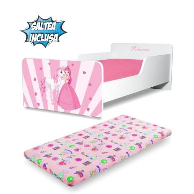 Pat Fete 2-12 ani Start Princess Pony, cu saltea cu lana 160x80 inclusa - PC-P-MOK-PRP-80