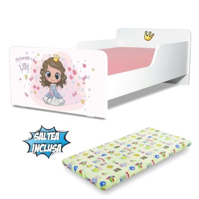 Pat Copii Printesa Lilly 2-8 Ani Cu Saltea Din Lana Inclusa- ASC-mok-lil-70