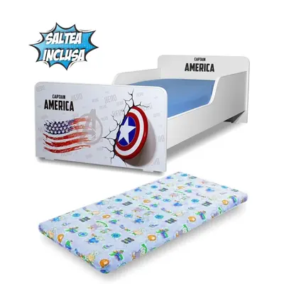 Pat copii Start Captain America 2-12 ani cu saltea din lana inclusa - PC-P-MOK-CPT-80