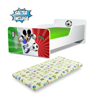Pat Copii Creativ Fotbal Italia 2-12 Ani Cu Saltea Din Lana 160x80x6 Cm Inclusa- ASC-mok-ftb-ita-80