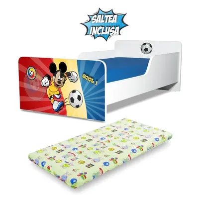 Pat copii Start Fotbal Romania 2-8 ani cu saltea  din lana  140x70x6 cm - PC-P-MOK-FTB-RO-70