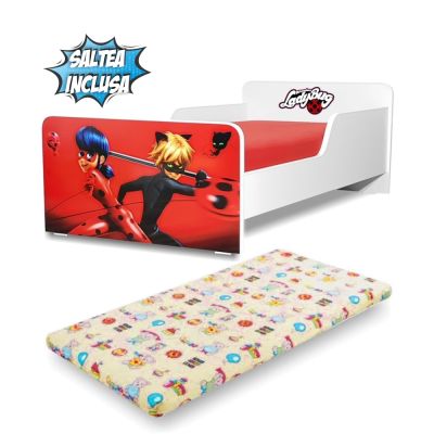 Pat Creativ Ladybug  Pentru Copii Cu Varste De La 2  La 12 Ani,  Varianta Cu Saltea Din Lana Inclusa - ASC-mok-ldb-80
