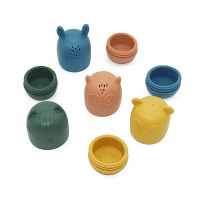 Petite&Mars - Set 4 jucarii de baie Amigos, Din silicon, Fara BPA, 6 luni+, Multicolor BYN598815