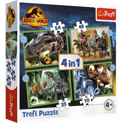 PUZZLE TREFL JURASSIC WORLD 4IN1 IN LUMEA DINOZAURILOR VIV34607