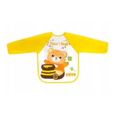 Bocioland - Baveta impermeabila, Cu maneci lungi, Dimensiune 40x35 cm, Teddy Bear BYNBOC0560
