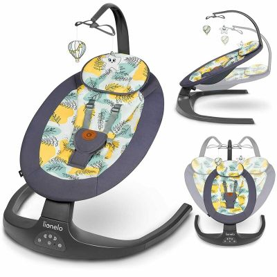 Lionelo - Balansoar si sezlong copii, Ralf, 2 in 1, Electric, Cu telecomanda si cablu USB, Cu miscare laterala de balansare si 5 niveluri diferite de viteza, Cu 12 melodii, Gri BYNLO-RALF_GREY_CONCRETE