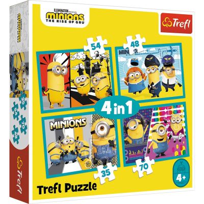 PUZZLE TREFL MINIONS 4IN1 LUMEA FERICITA A MINIONILOR VIV34339