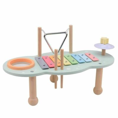 Joueco - Masuta muzicala multifunctionala din lemn certificat FSC, Cu accesorii, 44,8 x 22,5 x 24,5 cm, Multicolora BYN80131