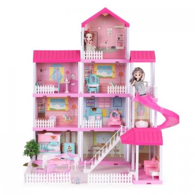 Casuta pentru papusi cu mobilier, gradina si led-uri ecotoys hc507639 edeedihc507639