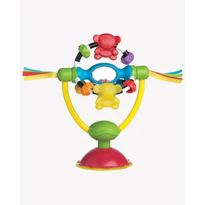 Jucarie pentru scaunul de masa, Cu ventuza, Cu activitati, Rotativa, High chair Spinning Toy, 19.5 cm, Playgro BYN64177
