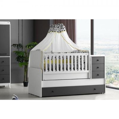 Patut transformabil MyKids Olivia Alb Gri-Inchis 180x80 00086564