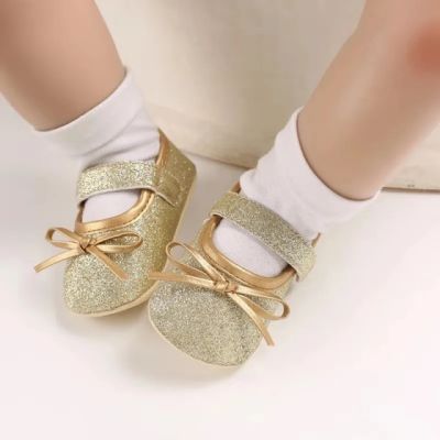 Pantofiori aurii cu fundita aurie LIB229-6-c1