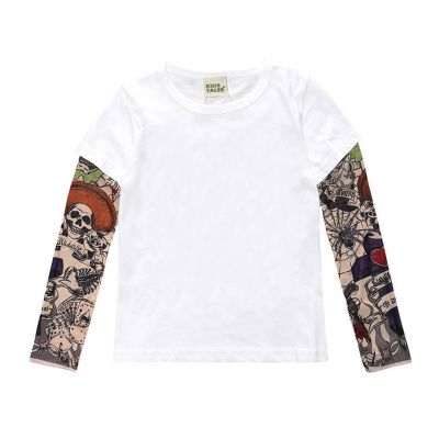 Tricou copii alb cu tatuaj (Marime: 80, Model: Model C) JEMtrtatuaj013