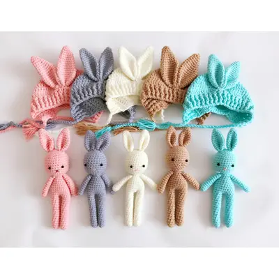 Set de caciulita cu iepuras pentru nou-nascut (Culoare: Maro inchis) JEMdrl-ip7