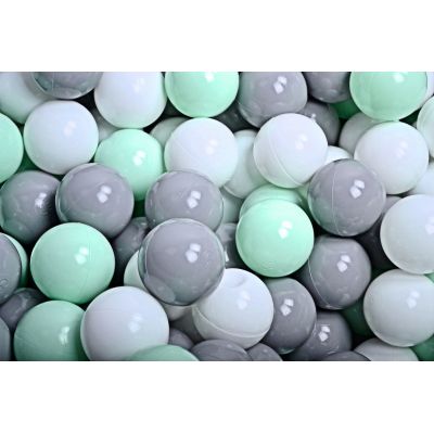 Meowbaby   Set Bile Din Plastic Pentru Centru De Joaca 7cm, 200 Buc: Menta   Gri   Alb Pjbzpc002