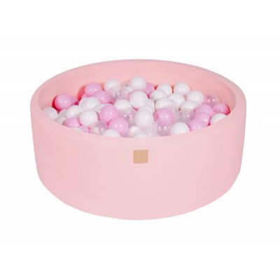Piscina Uscata Cu 200 De Bile (alb, Transparent, Roz Pastel) Meowbaby  , 90x30 Cm, Roz Pjbmeo046