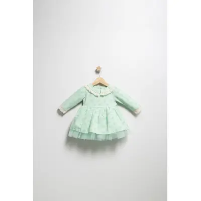 Rochita eleganta pentru fetite Elbise, Tongs baby, cu tulle si volane (Culoare: Roz, Marime: 24-36 luni) JEMtgs_382919