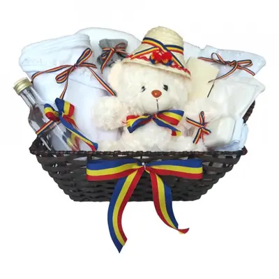 Cos cadou trusou botez model traditional tricolor 12 piese Baietel Denikos&reg; 648 NKO3066