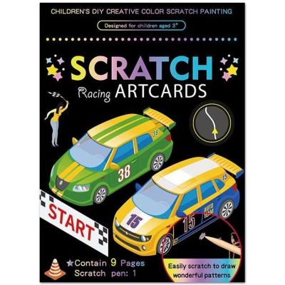 Set 9 planse razuibile Scratch ArtCards 16x12 cm Bambinice BN053 BBJBN053_Curse Masini