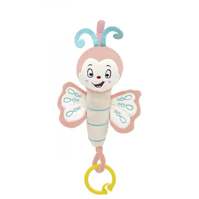 Jucarie din plus cu vibratii pentru bebelusi Fluture, 6 luni+, BabyJem (Culoare: Roz) JEMbj_8312