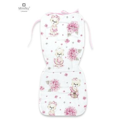MimiNu - Salteluta pentru carucior, Reversibila, Cu doua fete, Din catifea matlasata si bumbac, Materiale certificate Oeko Tex Standard 100, Dimensiune 78 x 34 cm, Design, Pink ballerina/Pink BYN6426972017701