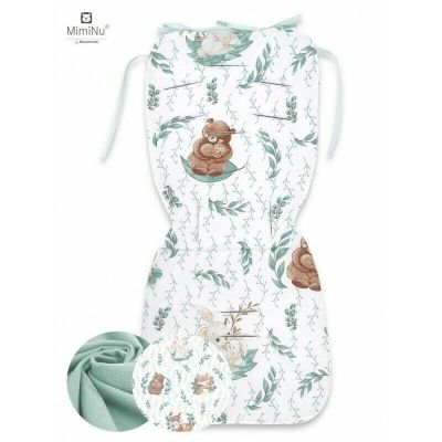 MimiNu - Salteluta pentru carucior, Reversibila, Cu doua fete, Din catifea matlasata si bumbac, Materiale certificate Oeko Tex Standard 100, Dimensiune 78 x 34 cm, Lulu Natural/Cold Mint BYN6426972017695