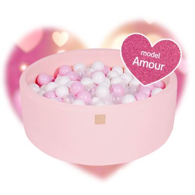 Piscina Uscata Cu 250 De Bile (alb Perlat, Transparent, Roz Pastel) Meowbaby  , Amour, 90x40 Cm, Roz Deschis Pjbb002020