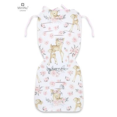MimiNu - Salteluta pentru carucior, Reversibila, Cu doua fete, Din catifea matlasata si bumbac, Materiale certificate Oeko Tex Standard 100, Dimensiune 78 x 34 cm, Sweet Deer Pink/Pink BYN6426972017824