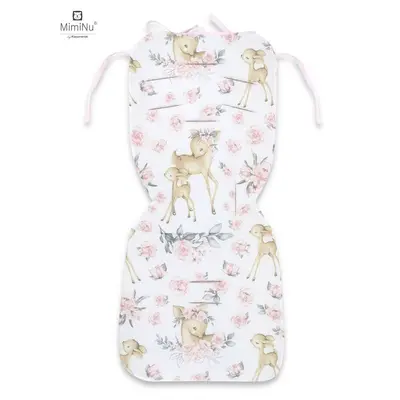 MimiNu - Salteluta pentru carucior, Reversibila, Cu doua fete, Din catifea matlasata si bumbac, Materiale certificate Oeko Tex Standard 100, Dimensiune 78 x 34 cm, Sweet Deer Pink/Pink BYN6426972017824
