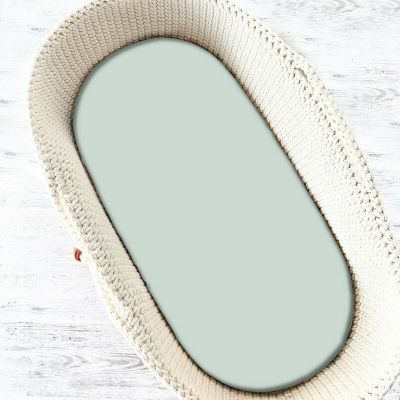 Qmini - Cearceaf cu elastic pentru landou, carucior si cosulet, Dimensiune 80x35 cm, Din bumbac jersey, Material certificat Oeko Tex Standard 100, Cold Mint BYN6426972018005