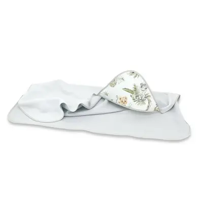 Qmini - Prosop mare cu gluga, Dimensiune 100x100 cm, Din bumbac si thermo fleece, Materiale certificate Oeko Tex Standard 100, Safari BYN6426972018364