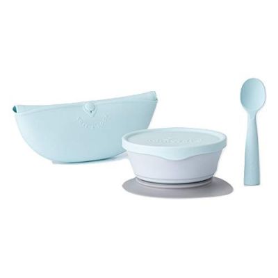 Set diversificare hrana bebelusi Miniware First Bites, 100% din materiale naturale biodegradabile, 4 piese, Aqua JEMmw_MWFBDAA