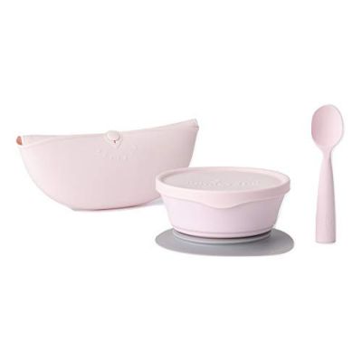 Set diversificare hrana bebelusi Miniware First Bites Deluxe, 100% din materiale naturale biodegradabile, 4 piese, Cotton candy JEMmw_MWFBDCC