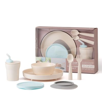 Set diversificare hrana bebelusi Miniware Little Foodie, 100% din materiale naturale biodegradabile, 6 piese, Vanilla Aqua JEMmw_MWLFVA